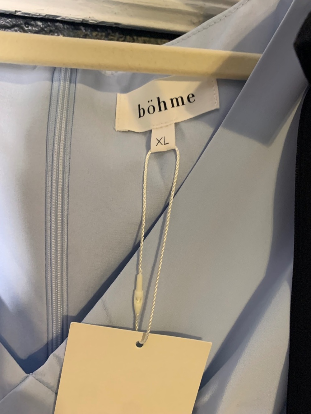 Bohme blue dress NWT - sold out sz XL black velvet bows shoulders (removable) - Picture 5 of 15